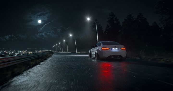 Desktop HD wallpaper: Car, Cars, Asphalt, Night, Wet, Machine, Road, Dark free download background picture #53223